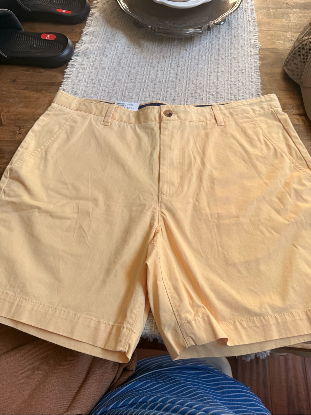 crown & ivy Pale Peach Flat Front Chino Shorts